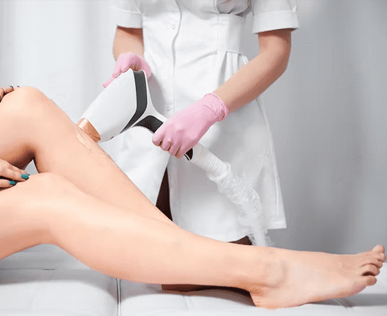 Act as a skin expert and write alt text , title , caption and description on a image which is about skin smootening in Delhi now at Sarayu Clinic.