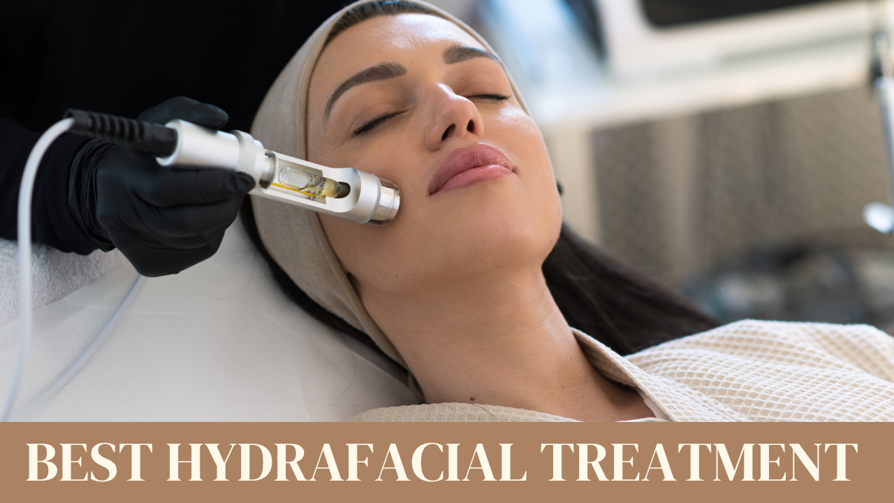  images showcasing the process of Hydrafacial treatment on a client's skin, best Hydrafacial treatment in Greater Kailash, Delhi.