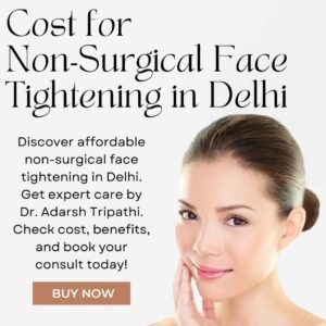 Close‑up of handheld HIFU device delivering ultrasound energy to facial skin denoting Cost for Non‑Surgical Face Tightening in Delhi