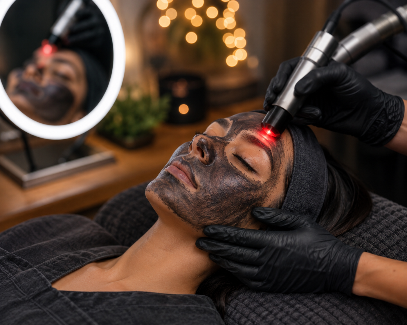 Patient receiving Carbon Peel treatment at Sarayu Clinics in Delhi to deeply cleanse pores, reduce acne, improve skin texture, and achieve a radiant complexion.