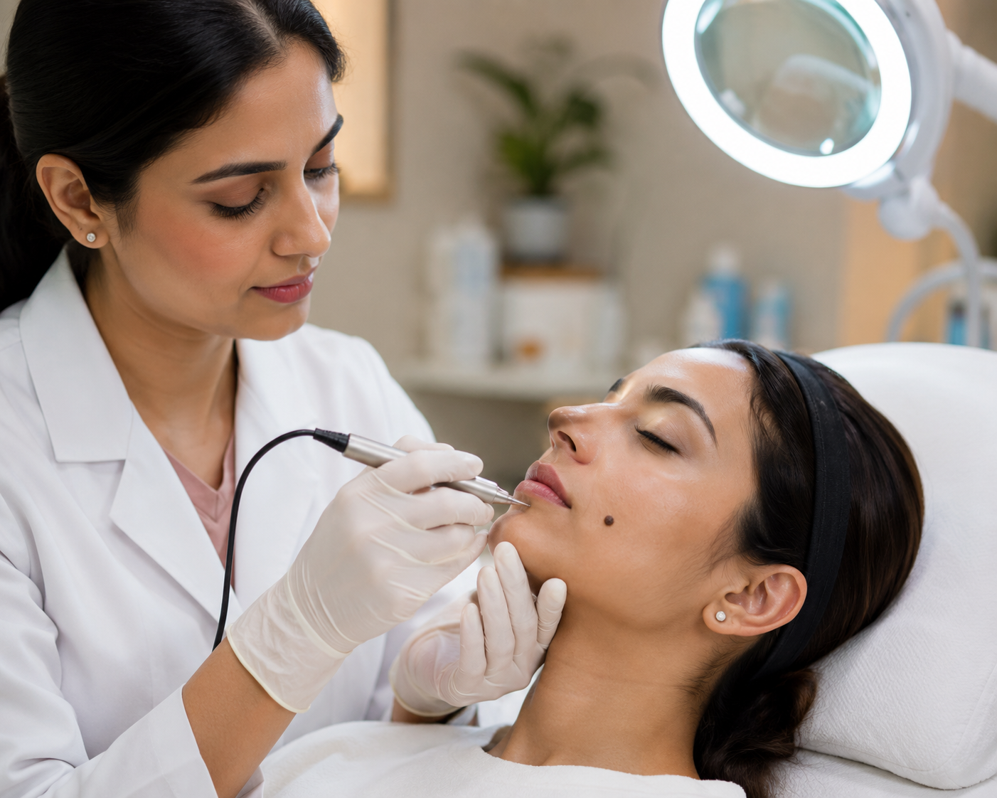 Patient receiving mole and wart removal treatment at Sarayu Clinics in Delhi for safe removal of unwanted skin growths and smoother, healthier-looking skin.
