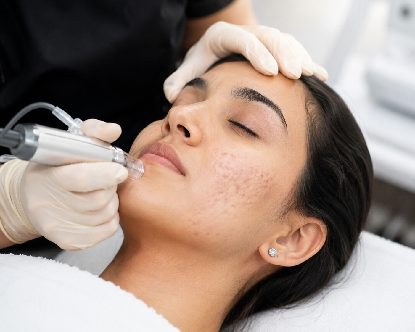 Patient receiving acne treatment at Sarayu Clinics in Delhi to reduce active acne, control breakouts, and achieve clearer, healthier-looking skin.