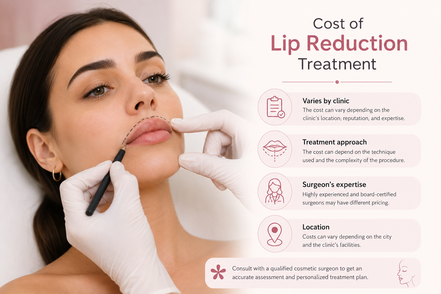 Patient receiving Lip Reduction Treatment at Sarayu Clinics in Delhi to achieve balanced, natural-looking lip proportions and improved facial harmony.