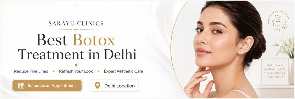 Patient receiving Botox treatment at Sarayu Clinics in Delhi to reduce fine lines, smooth facial wrinkles, and achieve a naturally refreshed appearance.