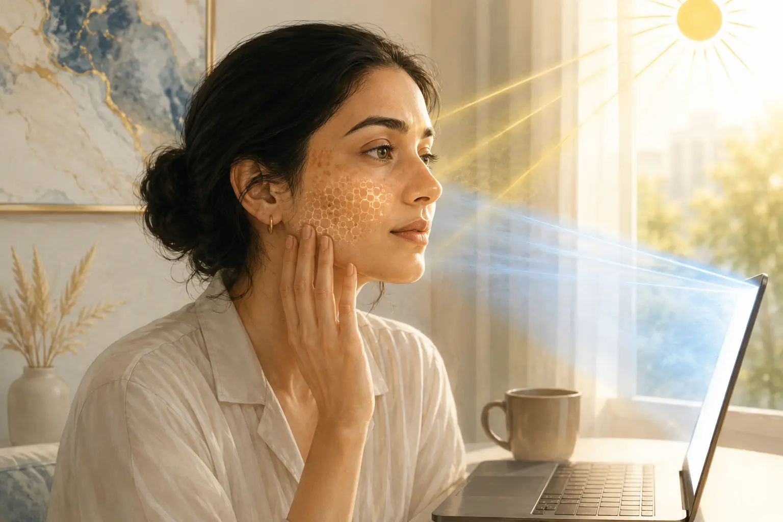 Visible light from a window and screen triggering pigmentation recurrence in Indian skin