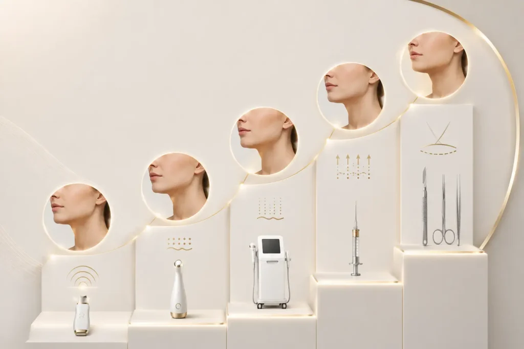 How HIFU compares to Botox, fillers, thread lift and facelift for skin lifting