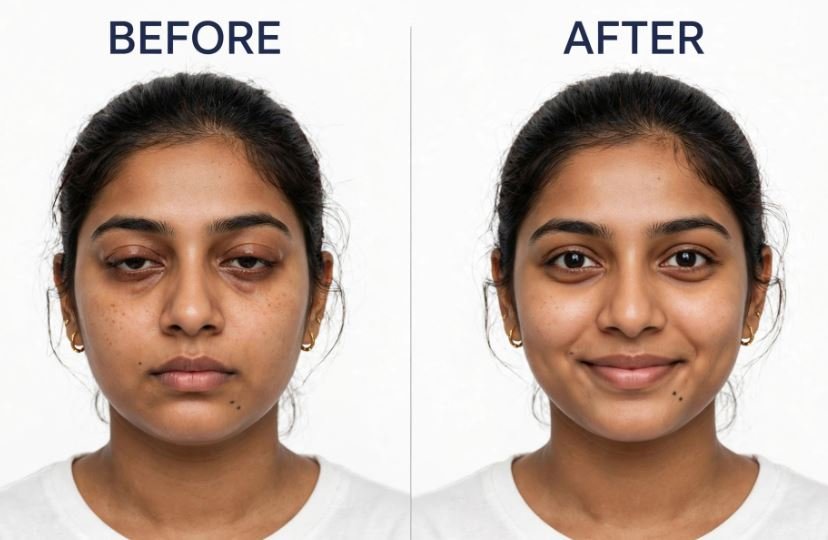 Blepharoplasty Cost in Delhi - before after transformation for hooded eyes
